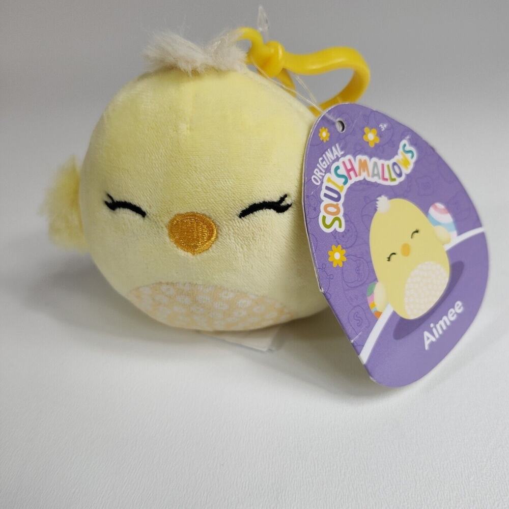 Squishmallow Aimee The Chick Easter 3 Inch Clip NWT
